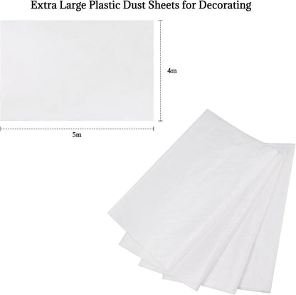 4er Set Transparente Malerfolie 4×5m Starke PE Abdeckplane Renovierung