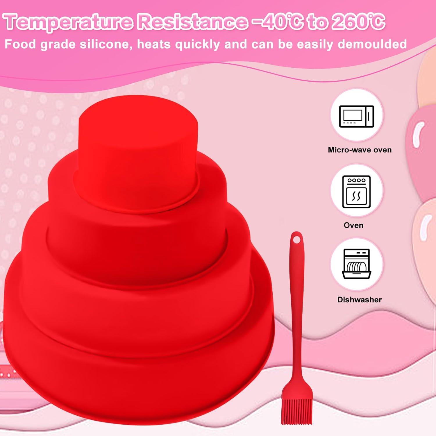 SIYINGSAERY Silikon Backform Set 25/20/15/10CM Kuchenformen Rund Antihaft