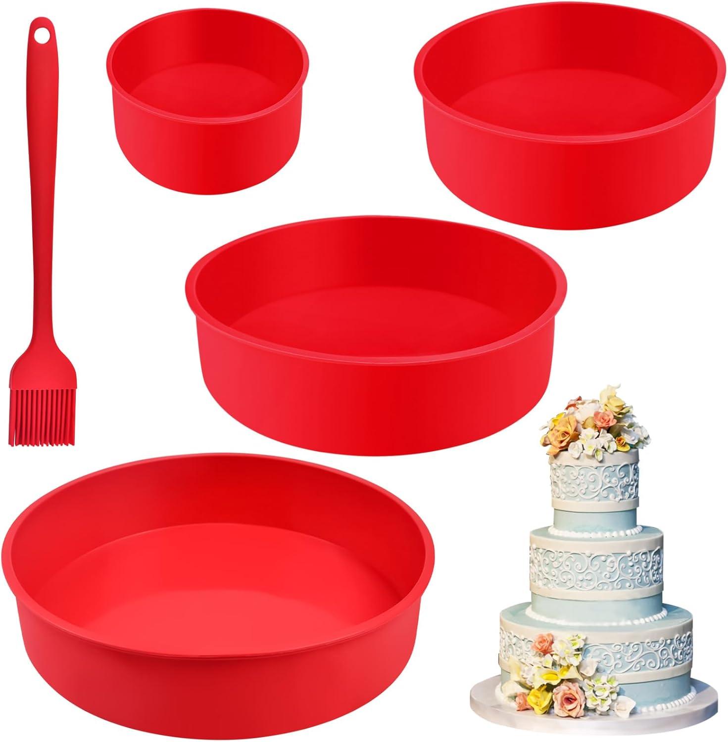 SIYINGSAERY Silikon Backform Kuchenform Rund Set 25/20/15/10CM