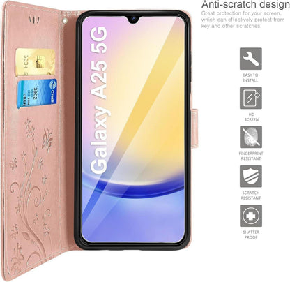 Flipcase Kompatibel mit Samsung Galaxy A25 5G Leder Roségold