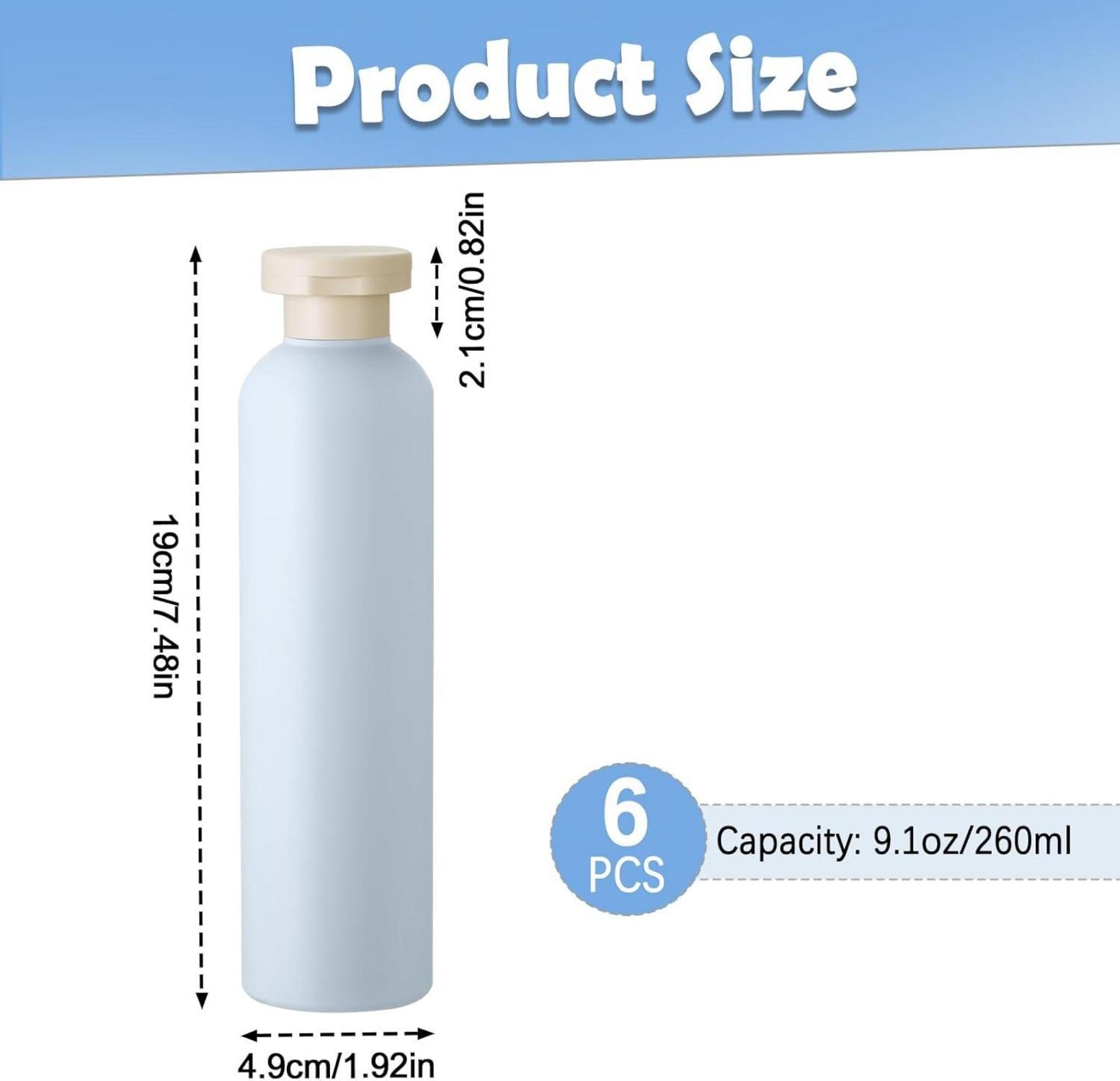 Hejo Nachfüllbare Reise-Shampoo-Flaschen 260ml Hellblau