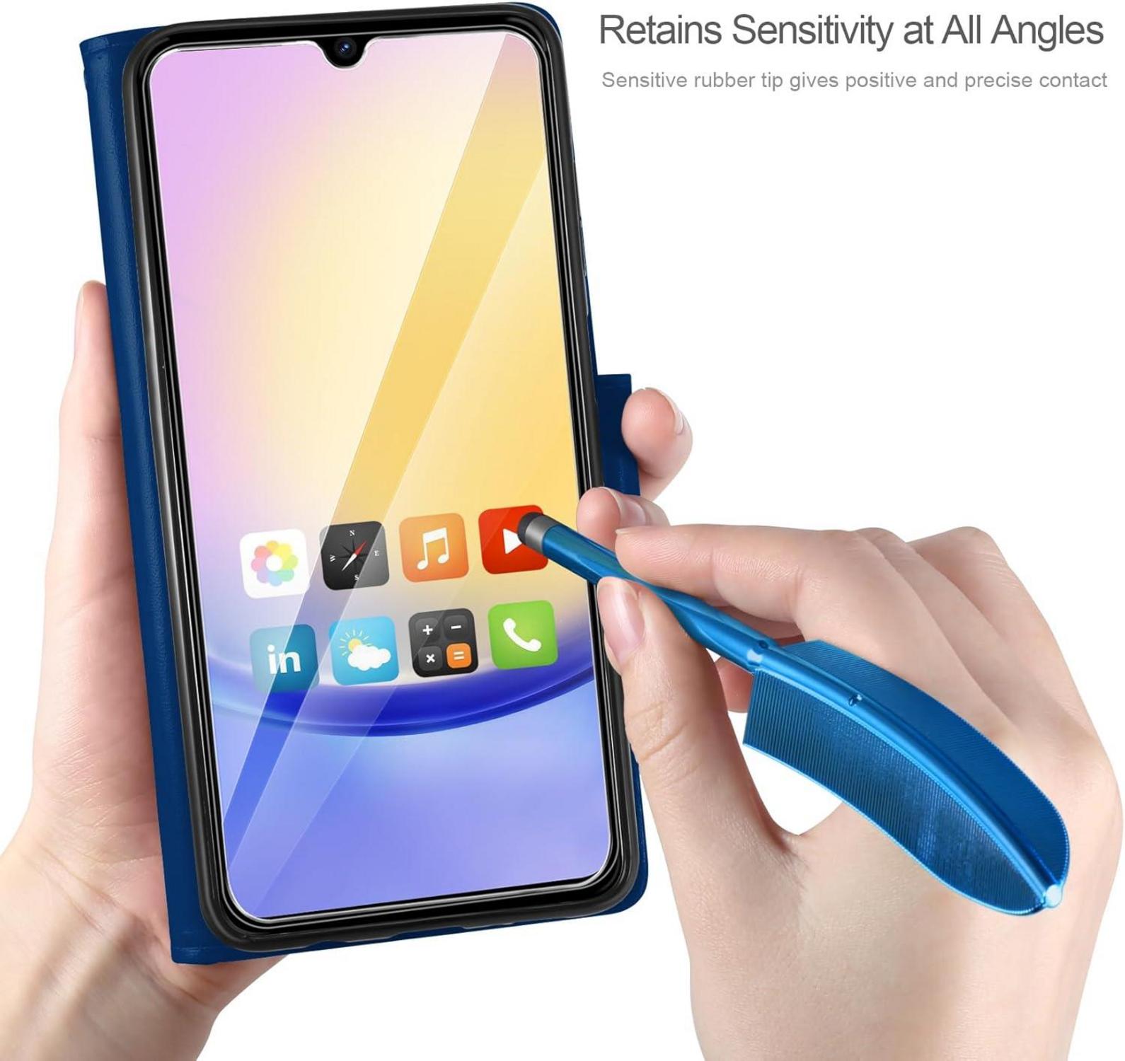 Leder Wallet Hülle für Samsung Galaxy A25 5G Dunkelblau Schutzhülle