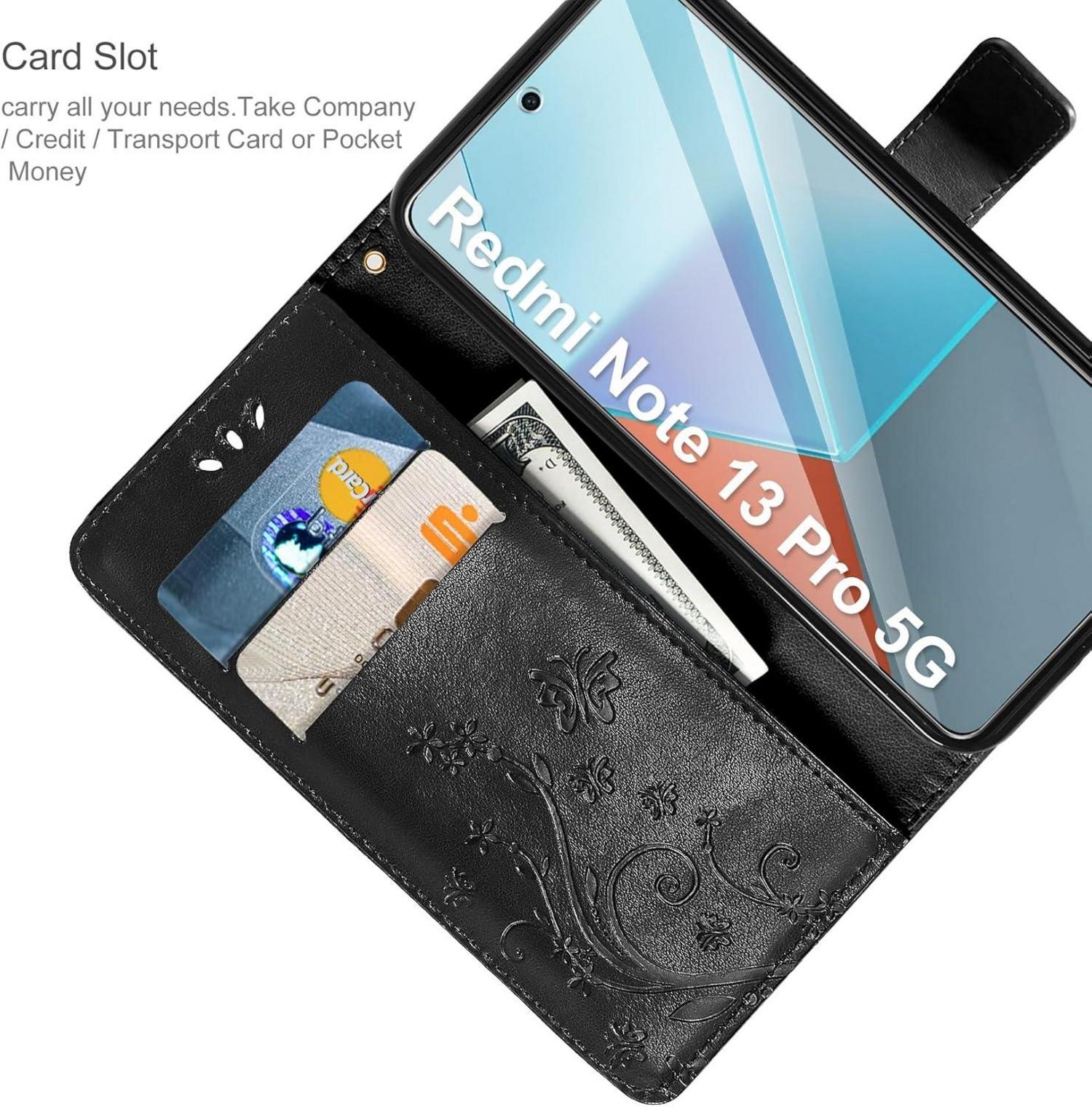 Lederhülle Xiaomi Redmi Note 13 Pro 5G Wallet Schwarz