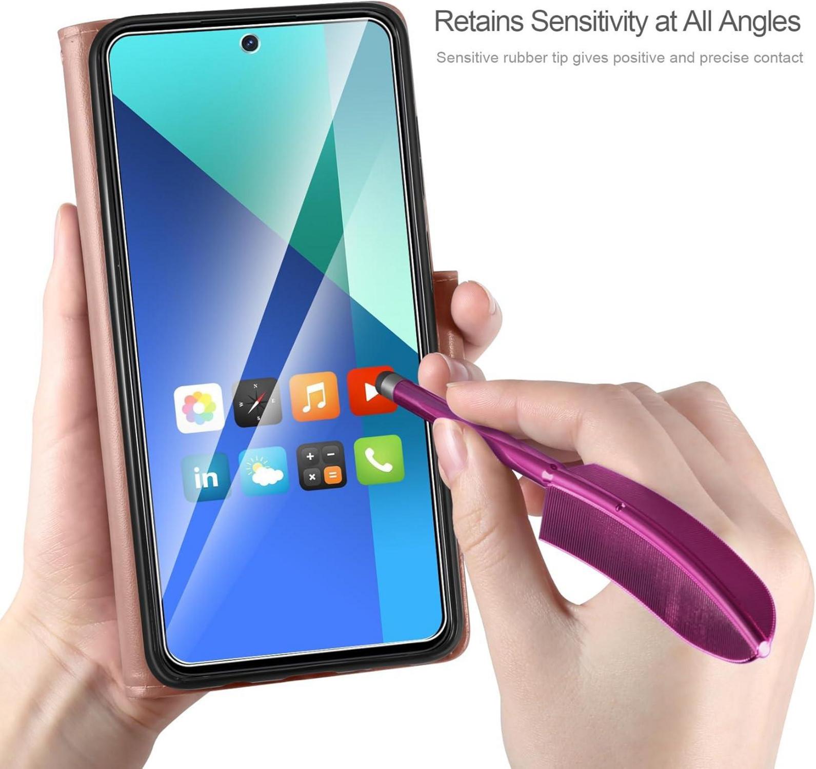 Lederhülle Xiaomi Redmi Note 13 4G Wallet Schutzhülle Roségold