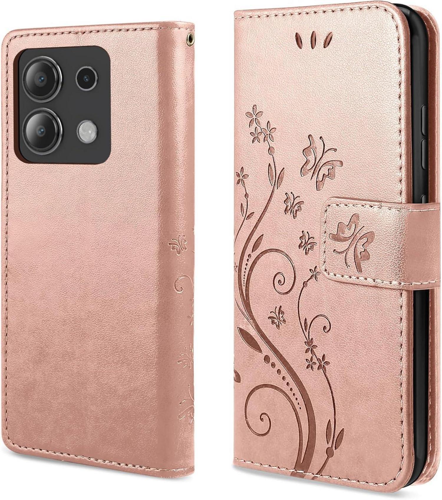 AROYI Xiaomi Redmi Note 13 4G Wallet Lederhülle Roségold