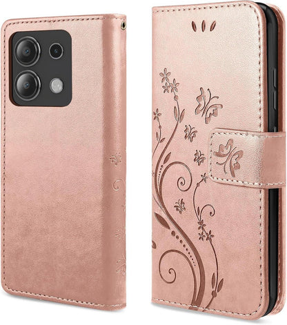 AROYI Xiaomi Redmi Note 13 4G Wallet Lederhülle Roségold