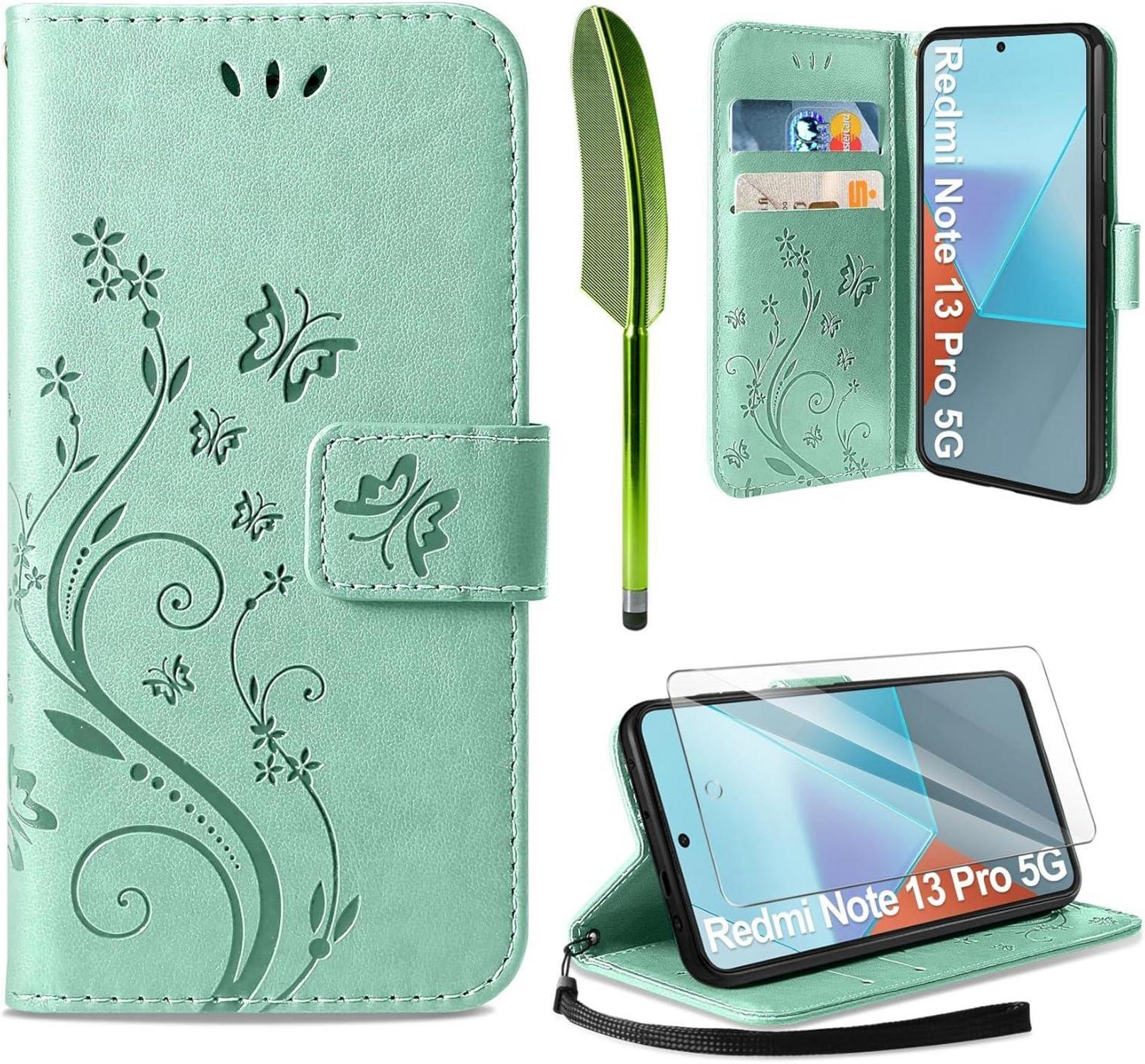 Lederhülle Xiaomi Redmi Note 13 Pro 5G Wallet Minzgrün
