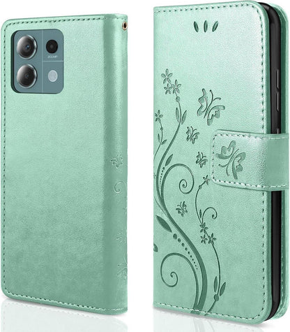 AROYI Xiaomi Redmi Note 13 Pro 5G Leder Wallet Hülle Schutzfolie Minzgrün
