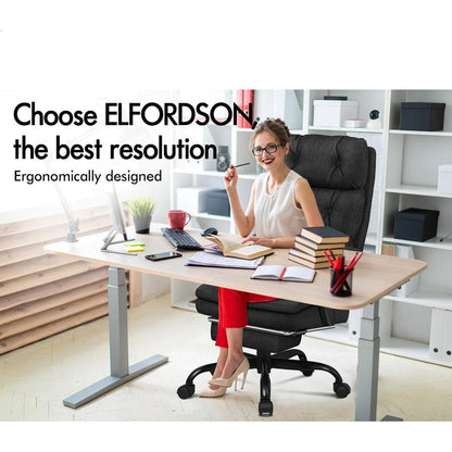 Ergonomischer Bürostuhl mit Fußstütze, Schwarz, 150° liegbar