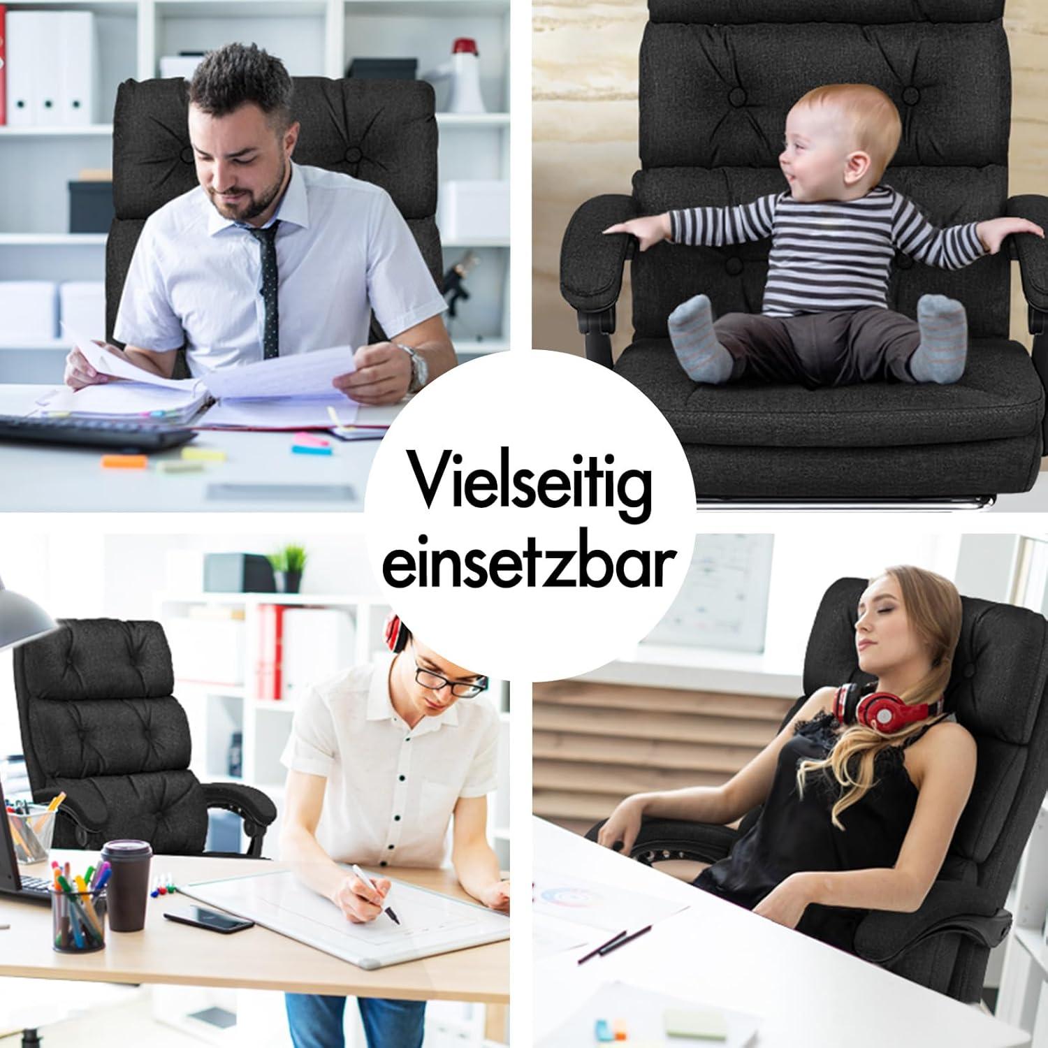 Ergonomischer Bürostuhl mit Fußstütze, Netzstuhl, Schwarz