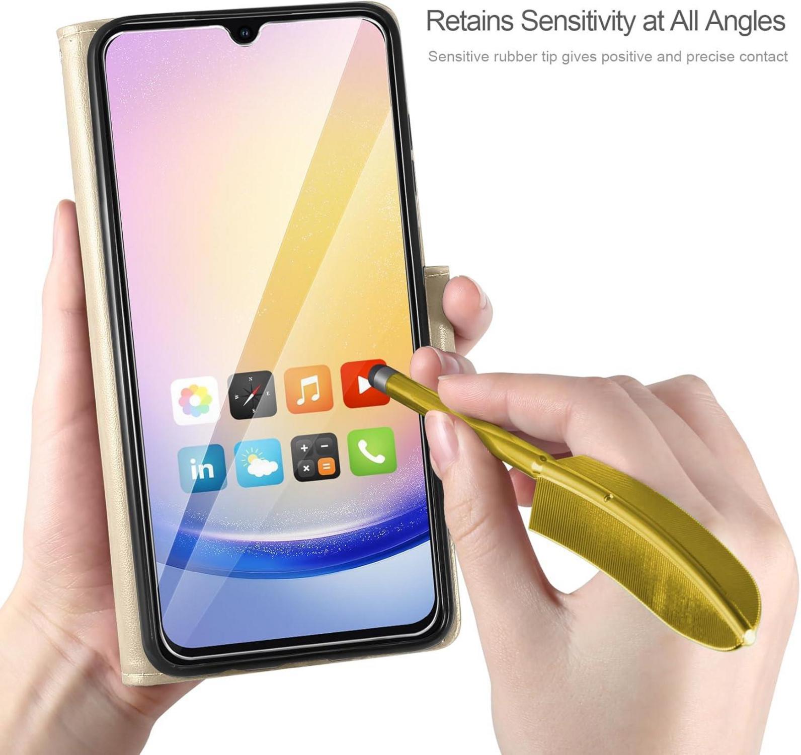 Lederhülle Samsung Galaxy A25 5G Wallet Schutzhülle Gold Cover