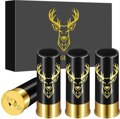 Hirsch Schnapsgläser Geschenkbox Jäger 12 GA 45 ml Plastik Schwarz