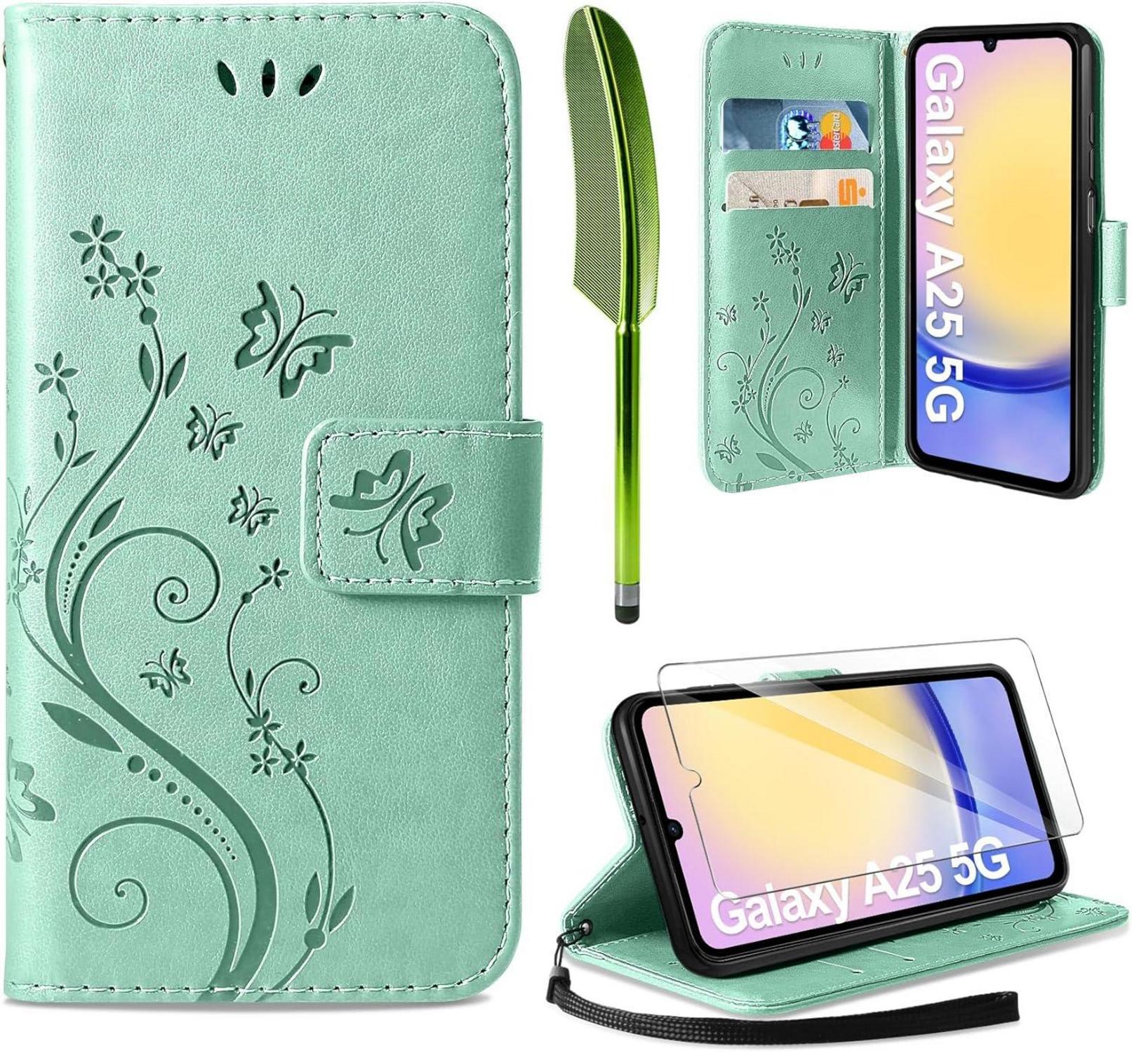 AROYI Samsung Galaxy A25 5G Leder Wallet Hülle Minzgrün