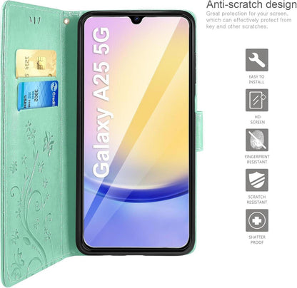 AROYI Samsung Galaxy A25 5G Leder Wallet Hülle Minzgrün