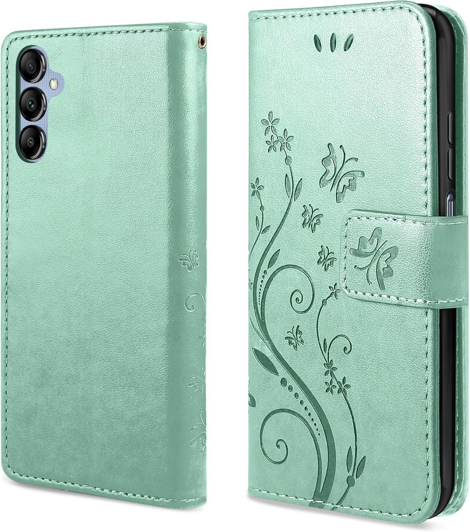 Lederhülle für Samsung Galaxy A25 5G Schutzfolie Wallet Hülle Minzgrün