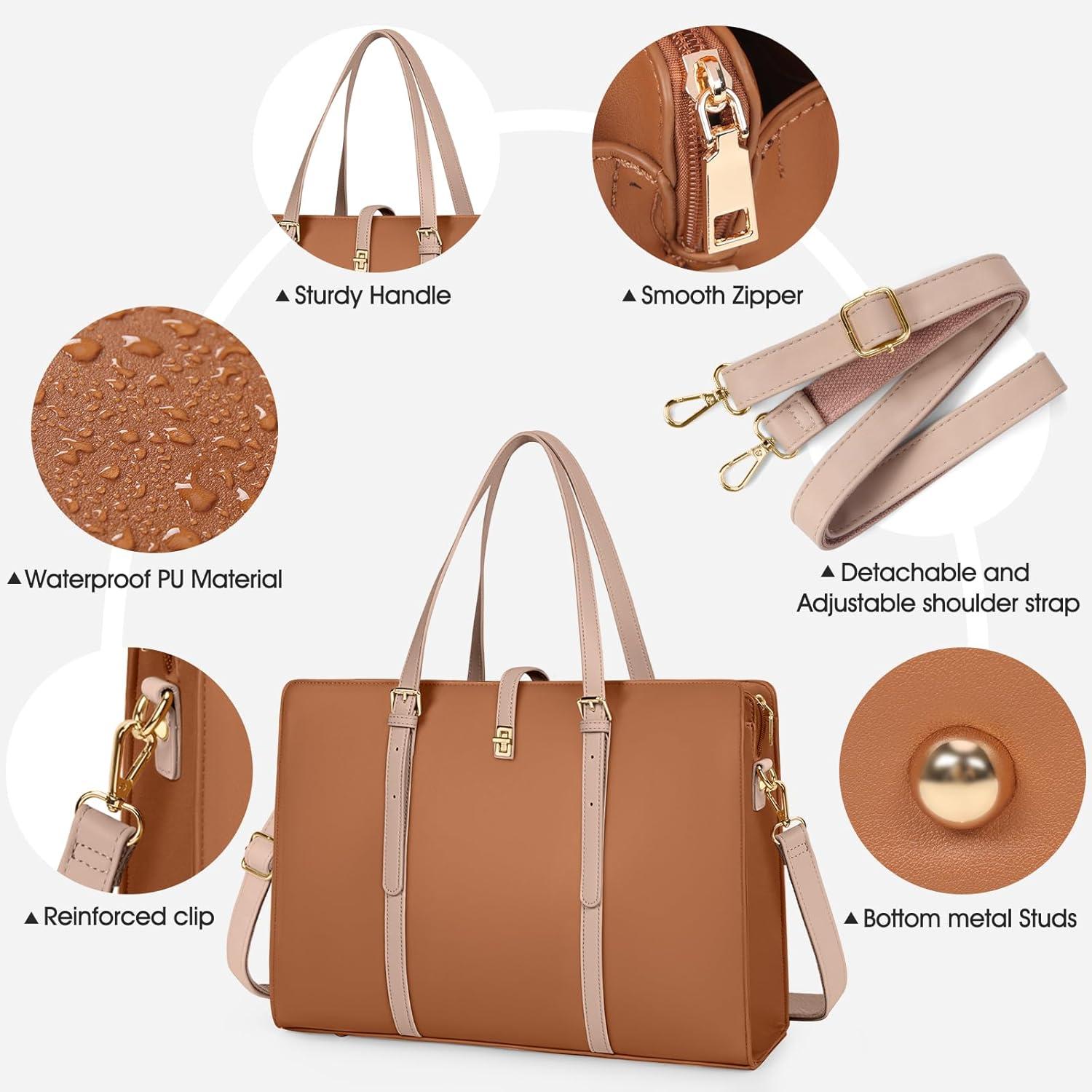 Handtasche Damen Shopper Groß Wasserdicht Laptop 15.6 Zoll PU Leder