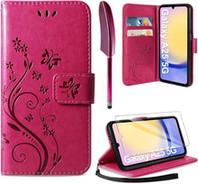 AROYI Lederhülle Samsung Galaxy A25 5G Schutzhülle Rosenrot
