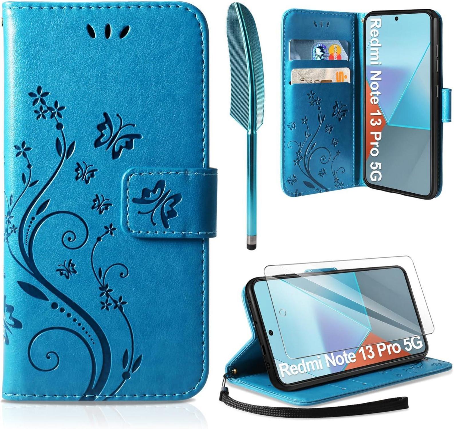 Kartensteckplätze PU Leder Hülle Xiaomi Redmi Note 13 Pro 5G Blau