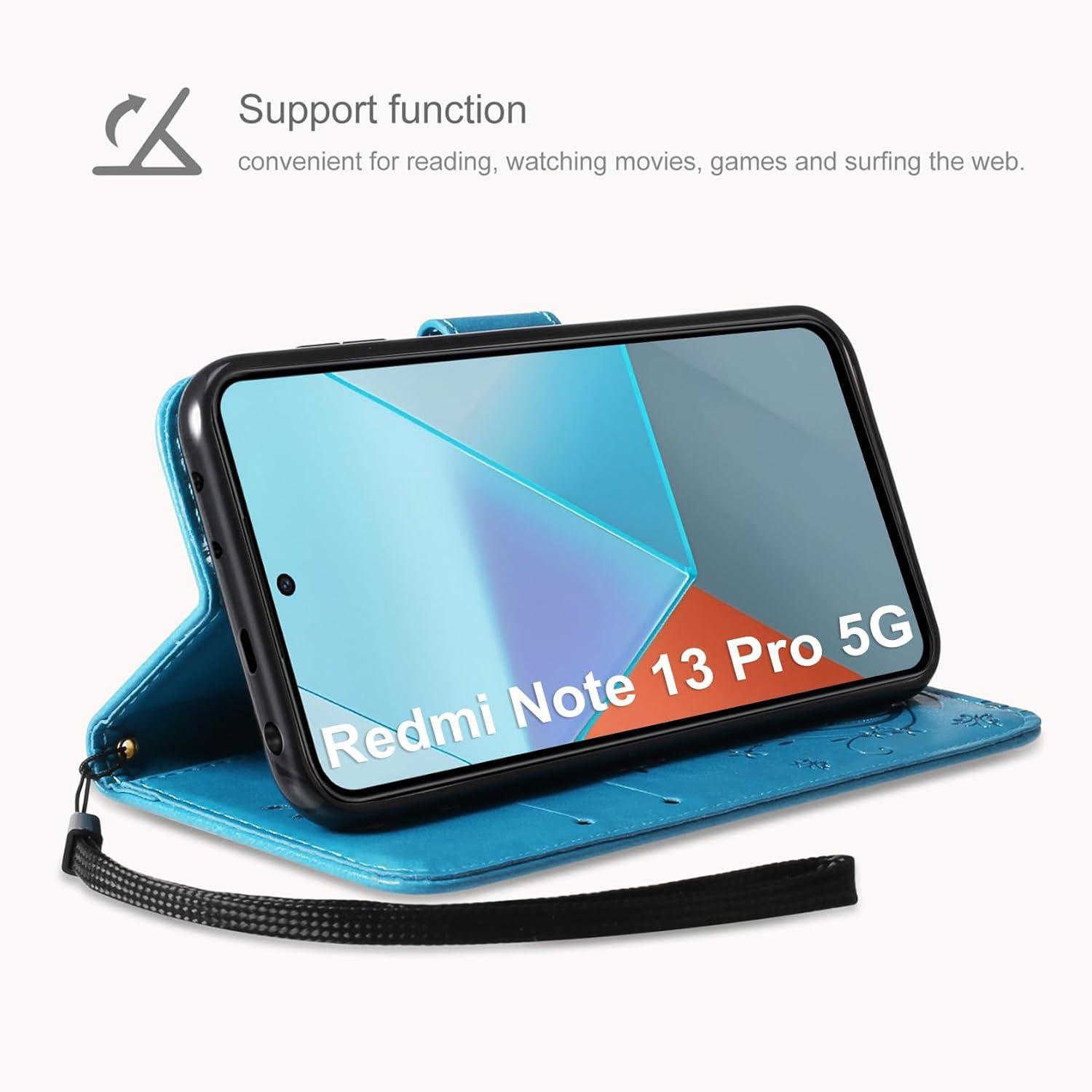AROYI Xiaomi Redmi Note 13 Pro 5G Leder Flip Wallet Hülle Blau