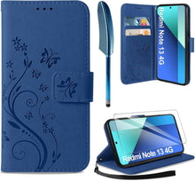 Lederhülle Xiaomi Redmi Note 13 4G Wallet Hülle Dunkel Blau