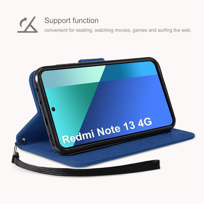 Lederhülle Wallet Kompatibel mit Xiaomi Redmi Note 13 4G Dunkel Blau