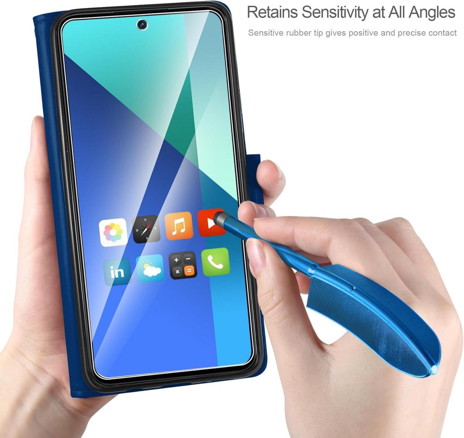 Lederhülle Xiaomi Redmi Note 13 4G Wallet Dunkel Blau