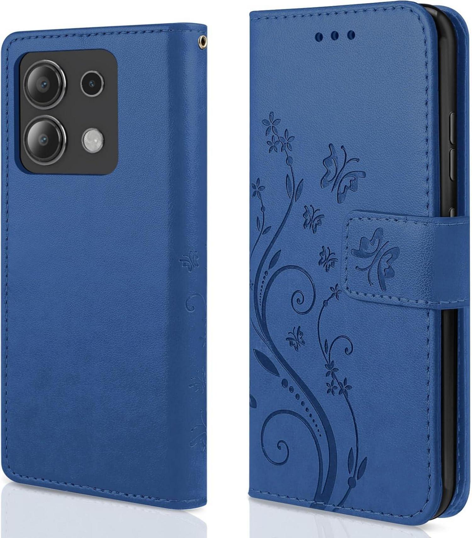 Lederhülle Wallet Kompatibel mit Xiaomi Redmi Note 13 4G Dunkel Blau