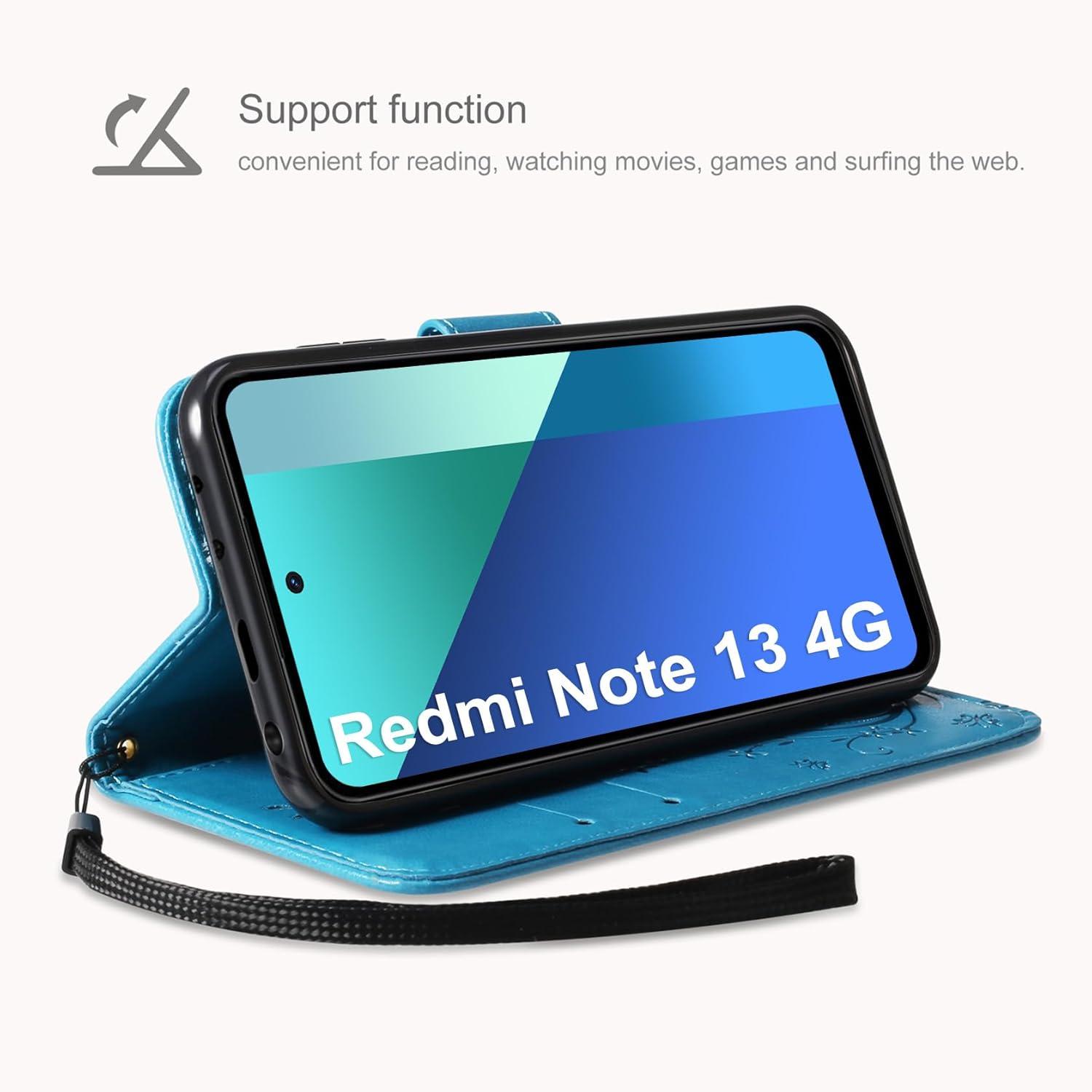 AROYI Xiaomi Redmi Note 13 4G PU Leder Wallet Hülle Blau