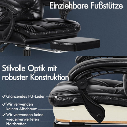 Ergonomischer Bürostuhl mit Fußstütze, Netzstuhl, Hohe