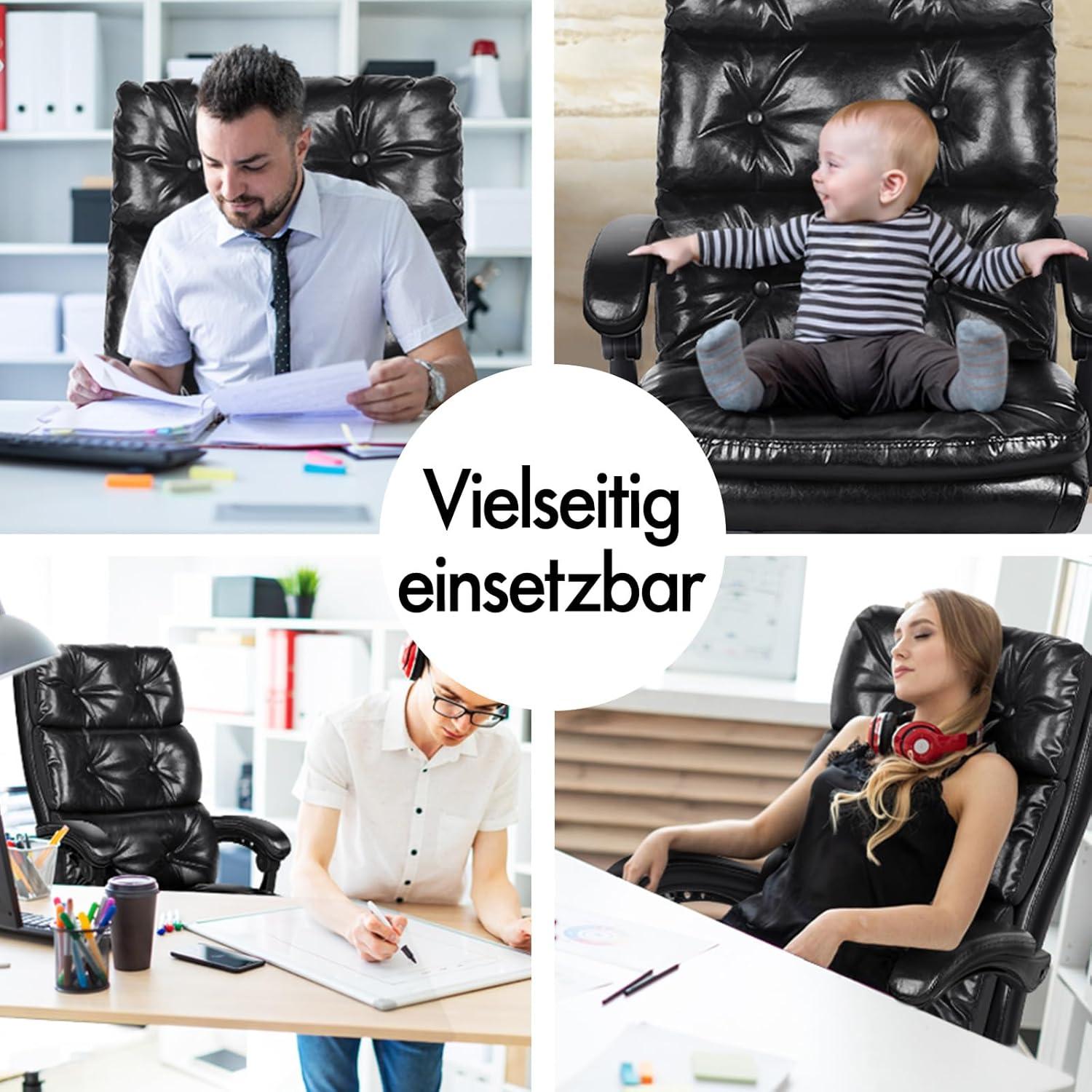 Alfordson Bürostuhl Ergonomischer Computerstuhl mit Fußstütze 150° Liege Schwarz