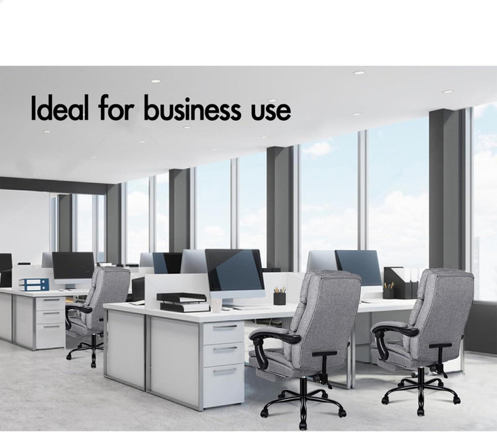 Alfordson Bürostuhl mit Fußstütze, Ergonomisch, 150° Neigbar, Grau