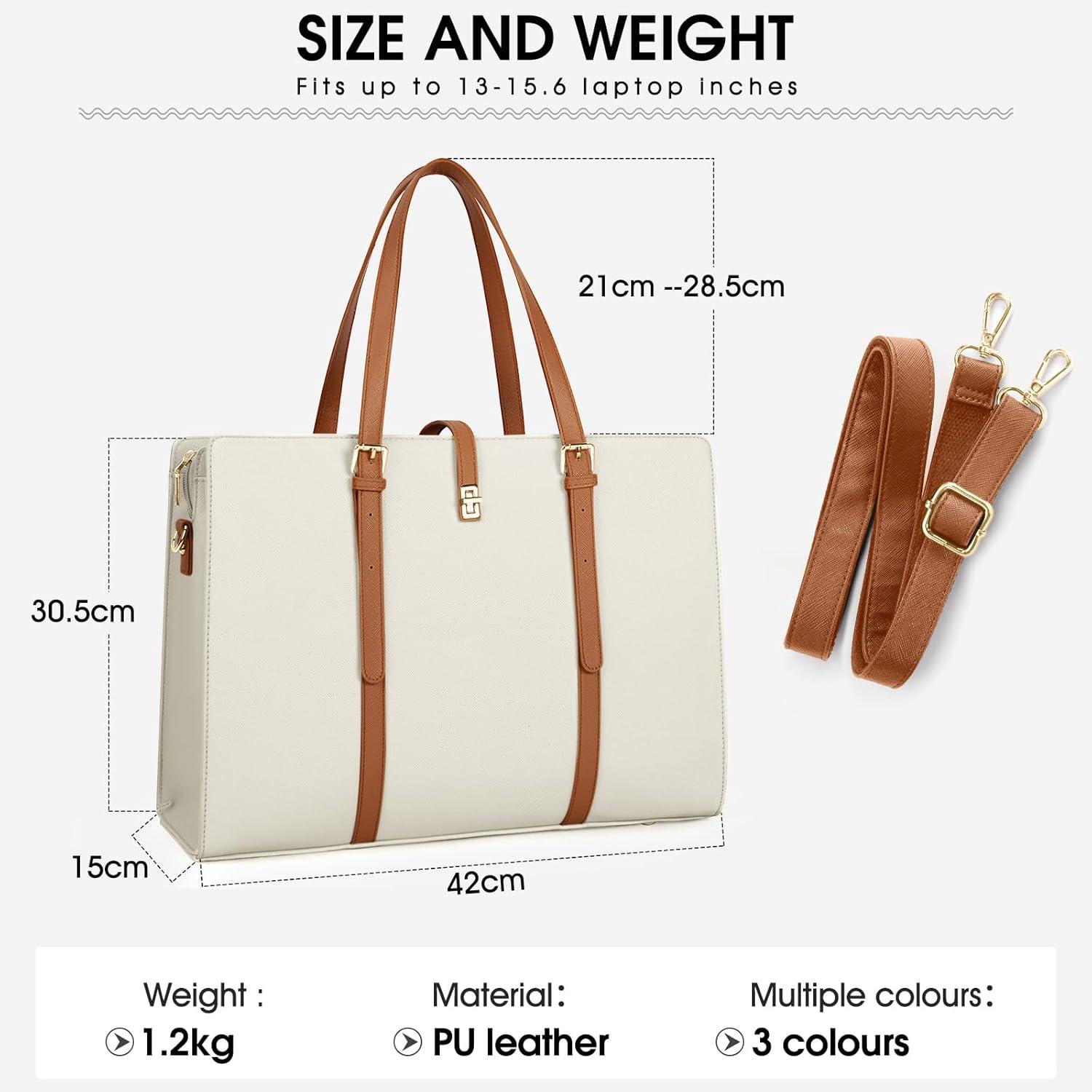 Schwarze Damen Handtasche shopper groß PU Leder 15.6 Zoll