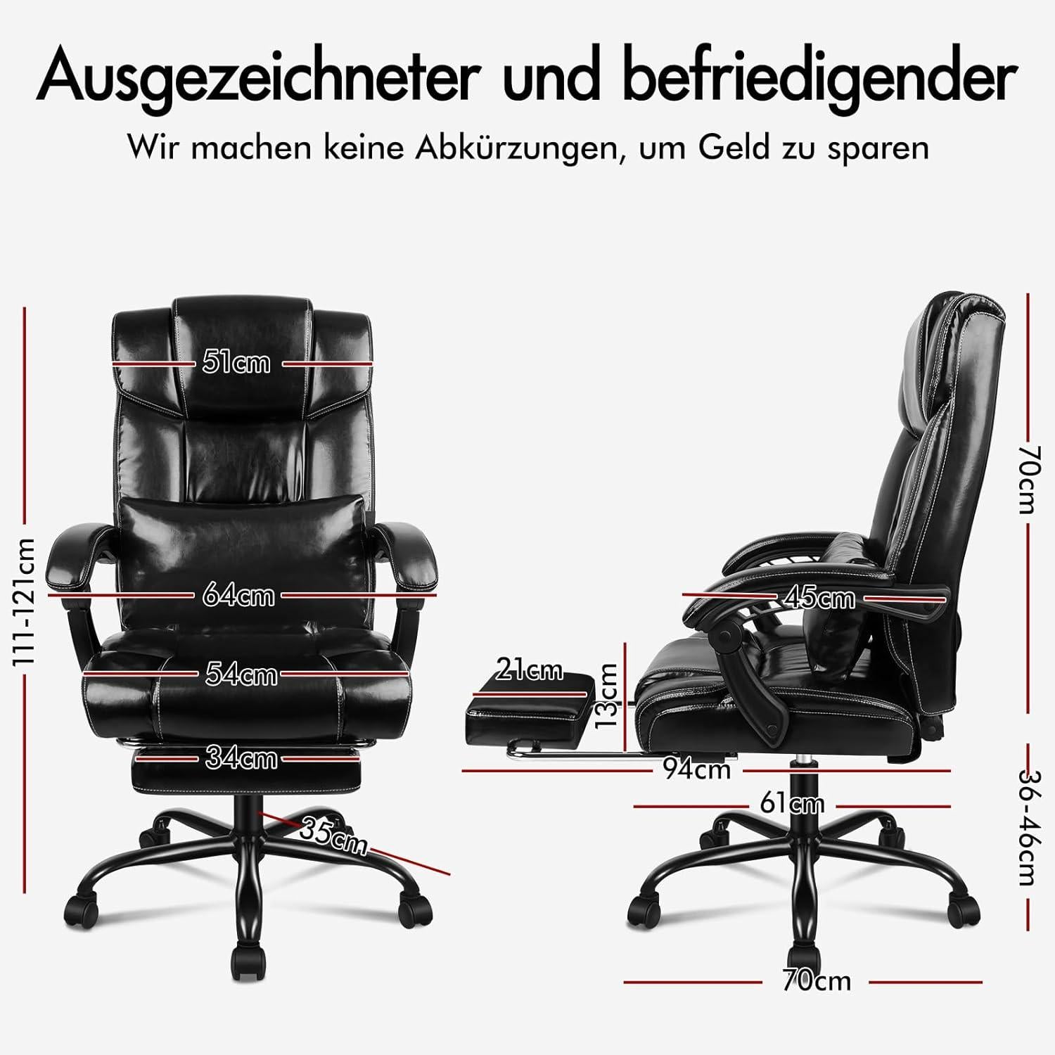 Ergonomischer Bürostuhl mit Fußstütze und hoher Rückenlehne
