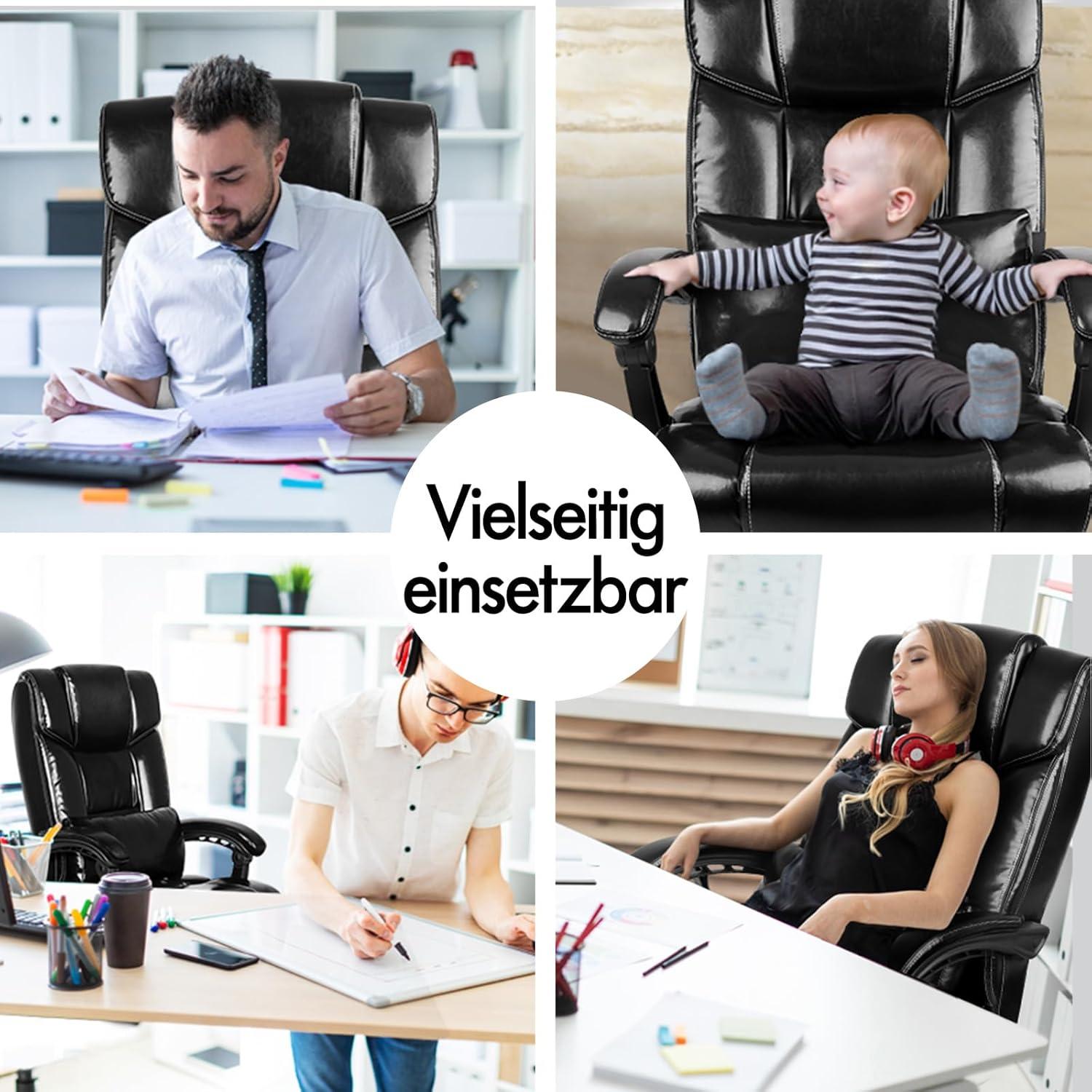 Ergonomischer Bürostuhl mit Fußstütze und hoher Rückenlehne 150° Neigung