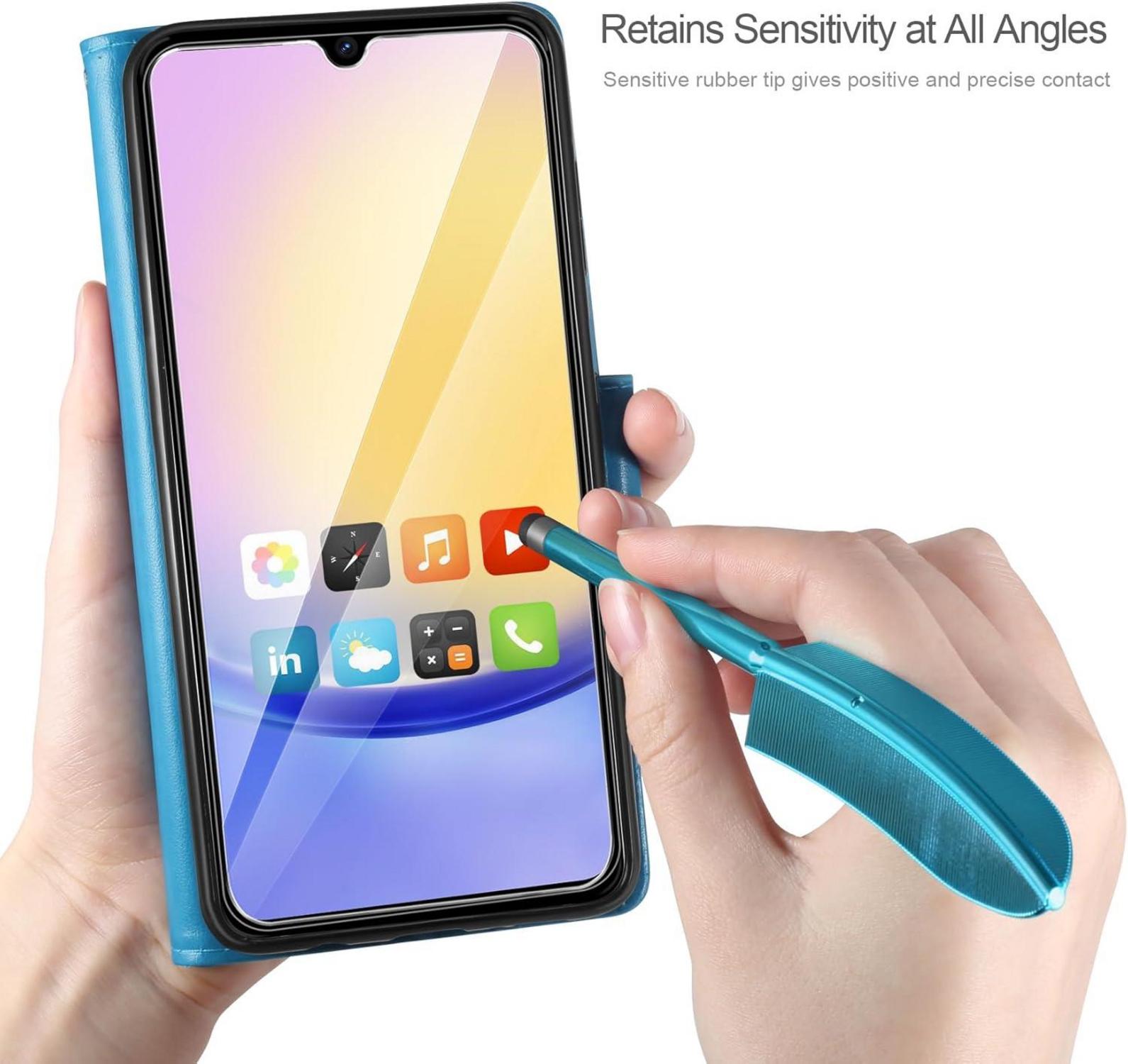 Samsung Galaxy A25 5G Leder Flip Wallet Hülle Schutzhülle Blau