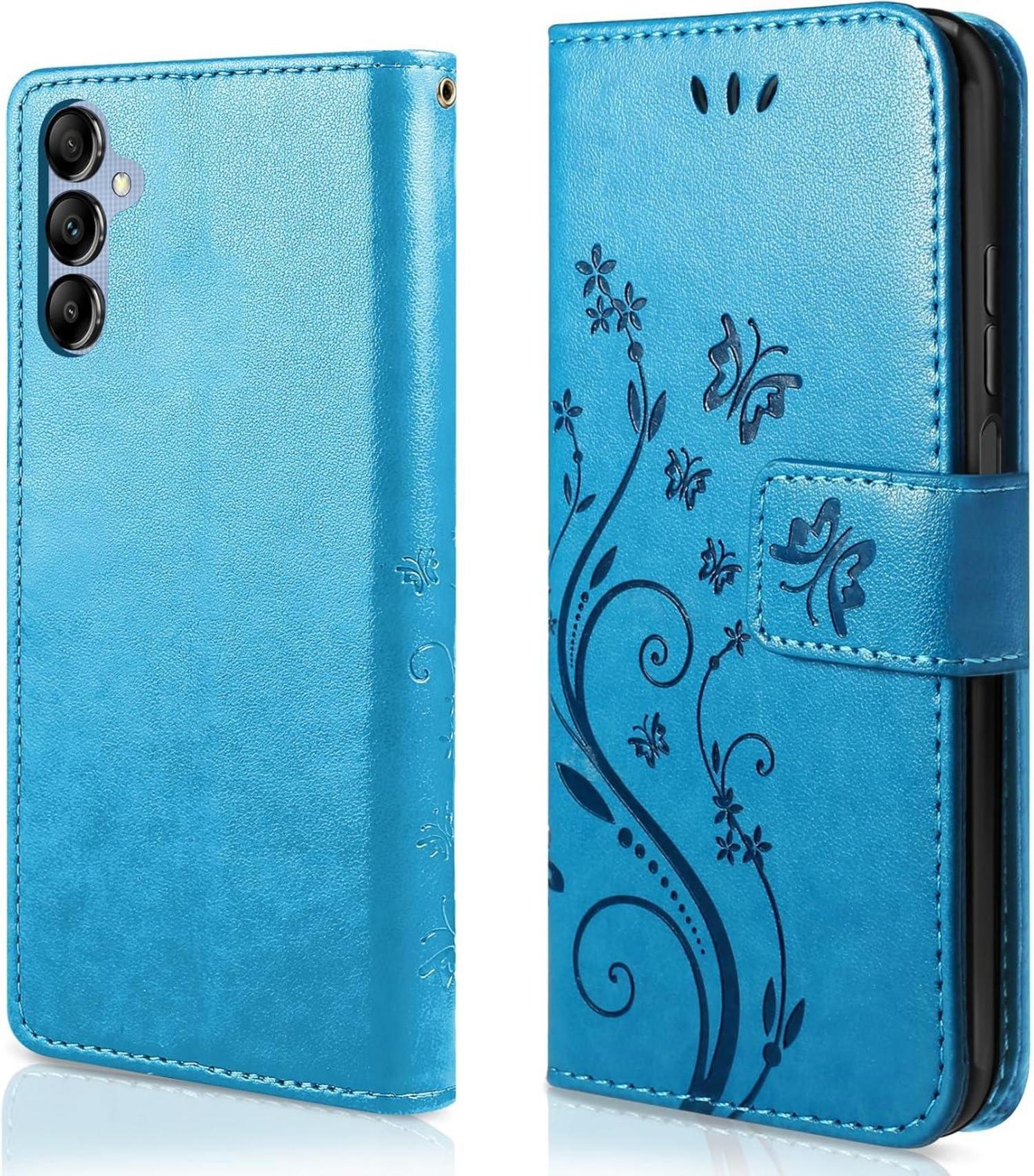 Lederhülle für Samsung Galaxy A25 5G - Blau, Flip Wallet Case mit