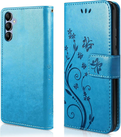 Lederhülle für Samsung Galaxy A25 5G - Blau, Flip Wallet Case mit