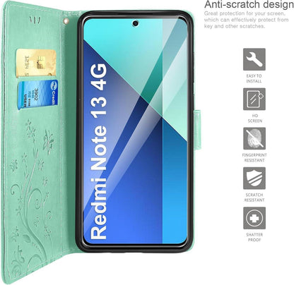 AROYI Xiaomi Redmi Note 13 4G Wallet Hülle Minzgrün