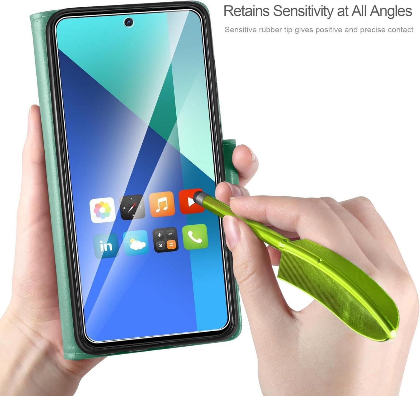 Lederhülle Xiaomi Redmi Note 13 4G Minzgrün Wallet Tasche Schutzhülle