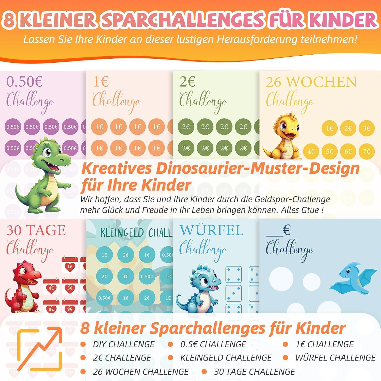 Budget Planner Kinder Dinosaurier Spar Challenge Set A6