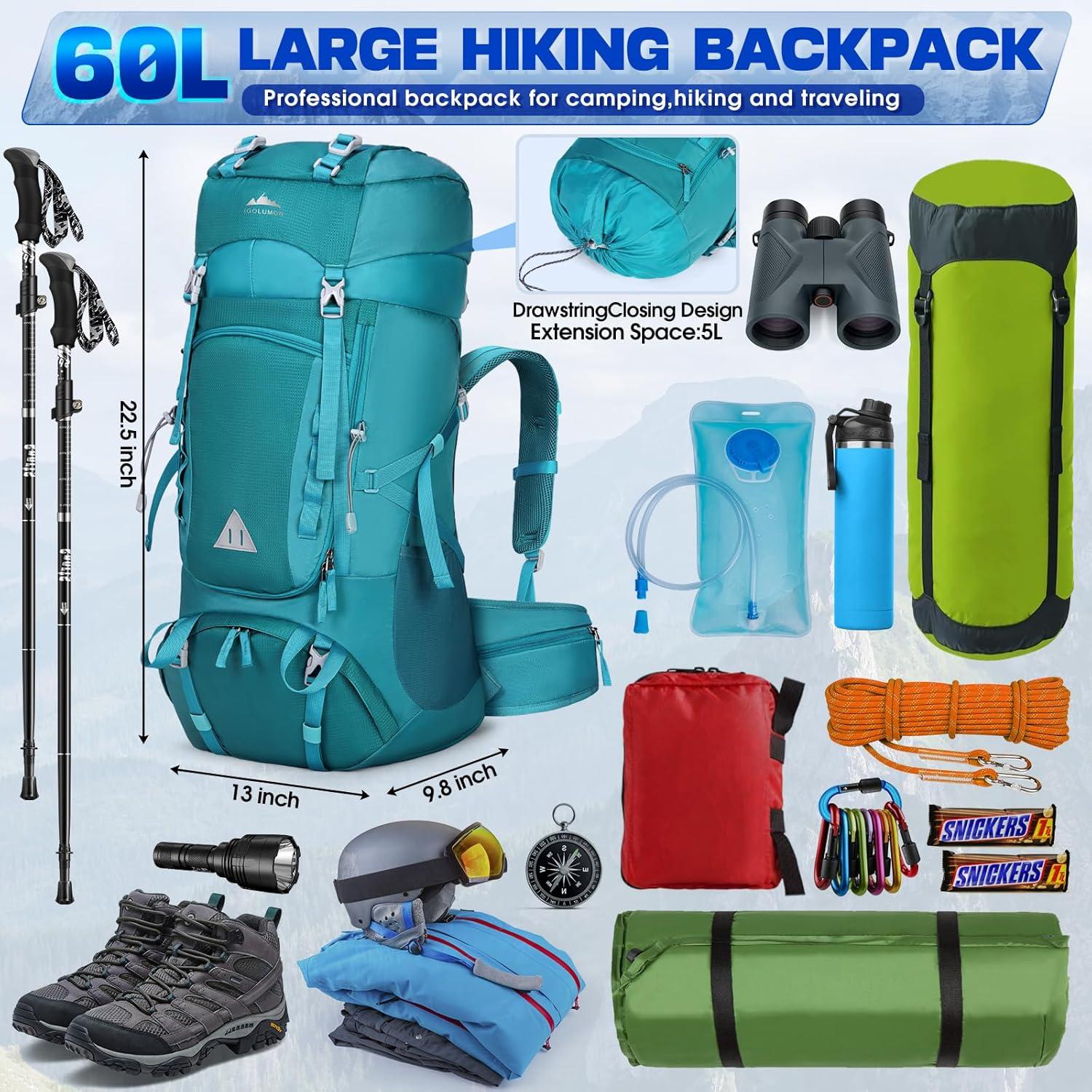 Wanderrucksack 60L Trekkingrucksack Herren Damen Outdoor