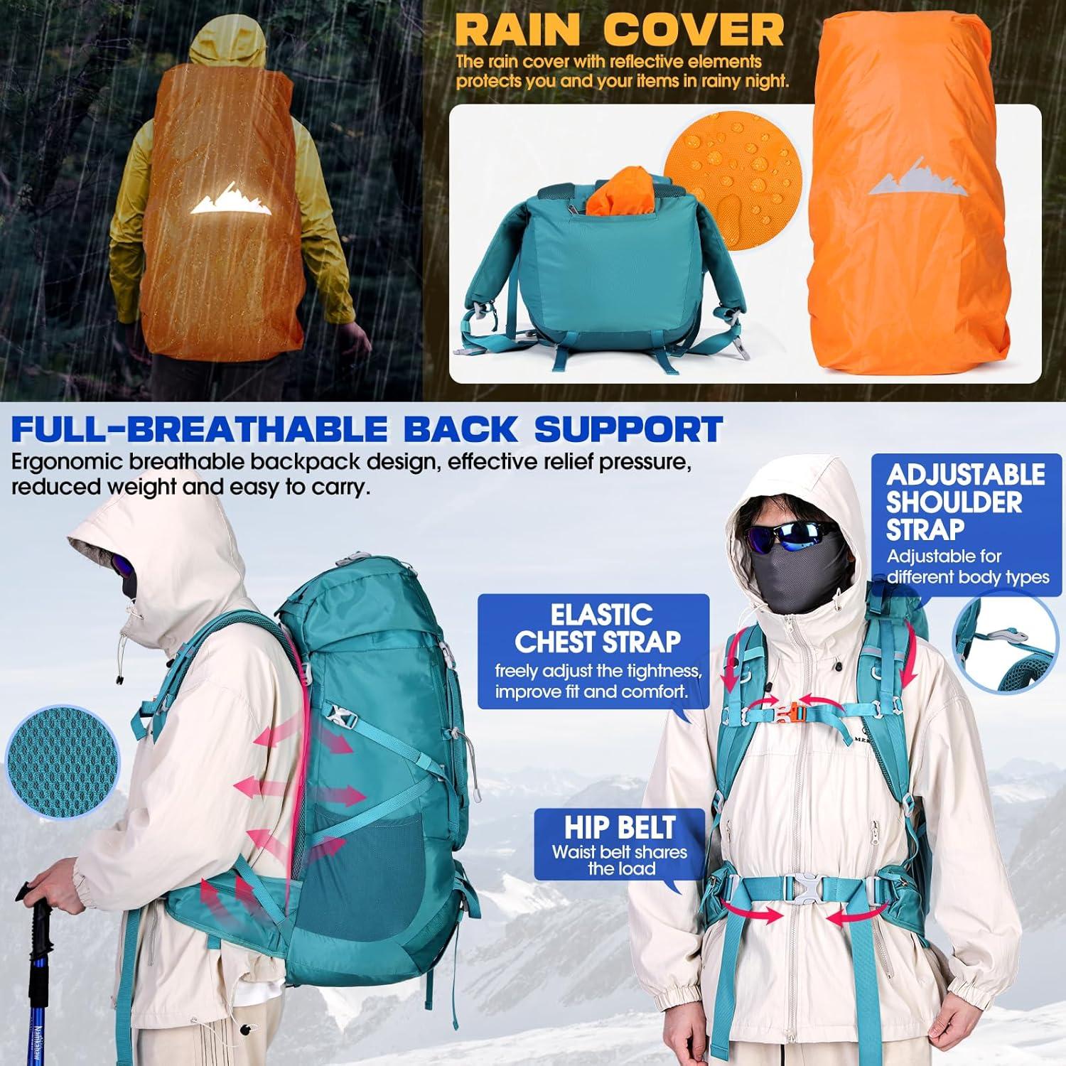 IGOLUMON 60L Trekkingrucksack Wanderrucksack Herren Damen Outdoor Rucksack
