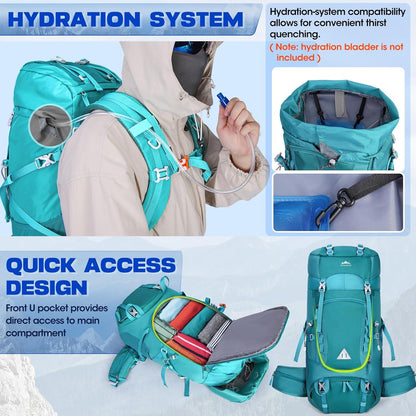 Trekkingrucksack 60L Wanderrucksack Herren Damen Outdoor Camping