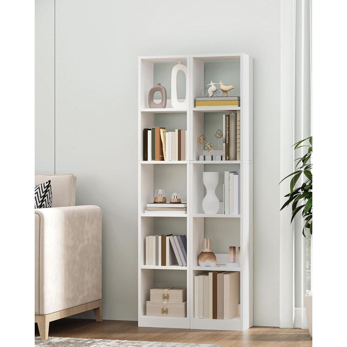 5-stöckiges Bücherregal weiß – Platzsparendes Holzregal