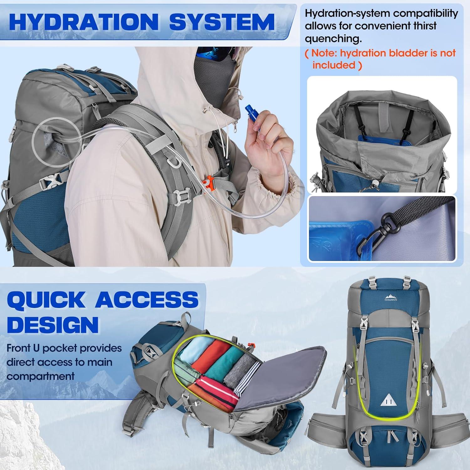Trekkingrucksack 60L Wanderrucksack Herren Damen Reisetasche Outdoor