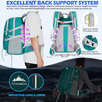 Wanderrucksack 40L Wasserdicht Leicht Faltbar Trekking Radfahren