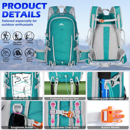 Wanderrucksack 40L Wasserdicht Leicht Faltbar Trekking Radfahren