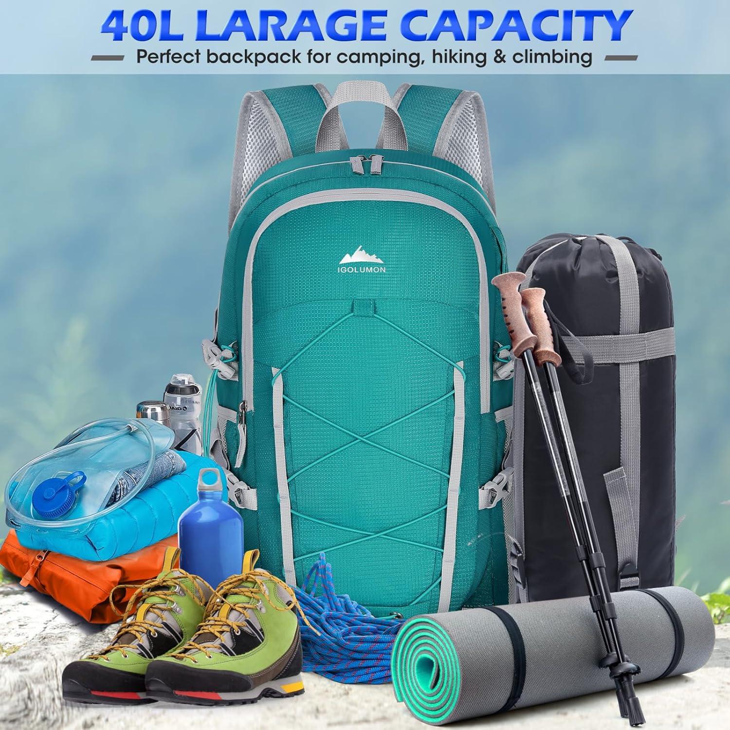 Wanderrucksack 40L Wasserdicht Leicht Faltbar Trekkingrucksack