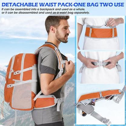 Wanderrucksack 40L Wasserdicht Leicht Faltbar Trekking Bergsteigen