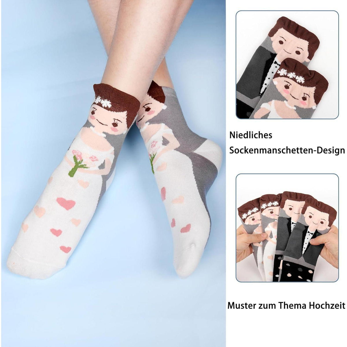 Hochzeitssocken für Brautpaar, 2 Paar, Baumwolle